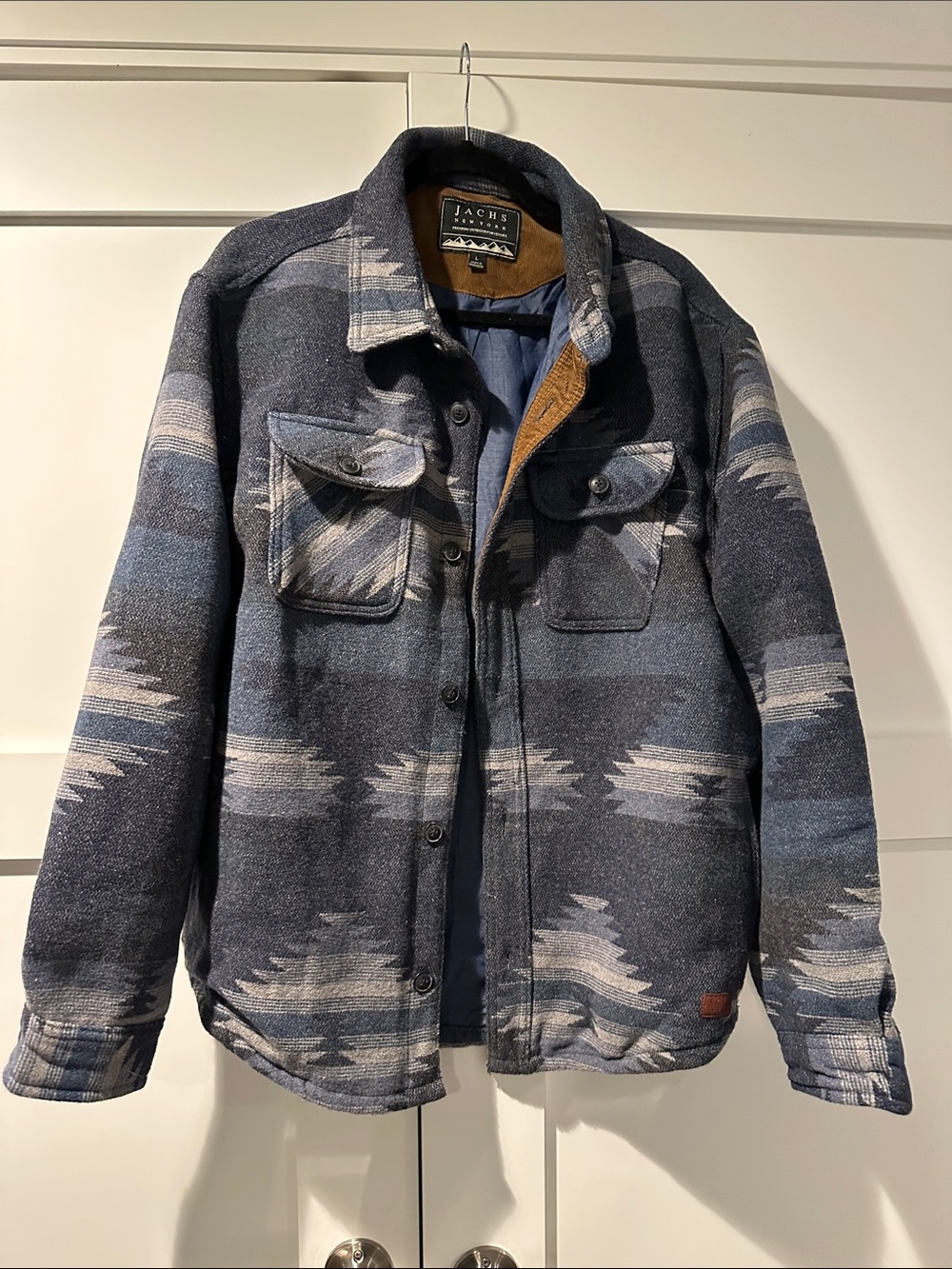 Jachs Navy Blue Patterned Shacket with Subtle Gray Accents